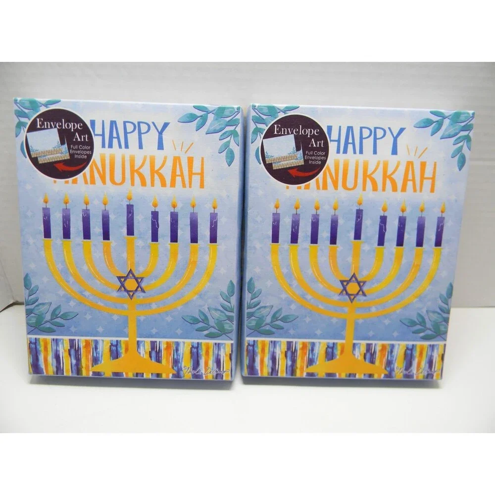 Happy Hanukkah Cards 2 Boxes 12 Cards Ea. w/ Color Envelopes NIB